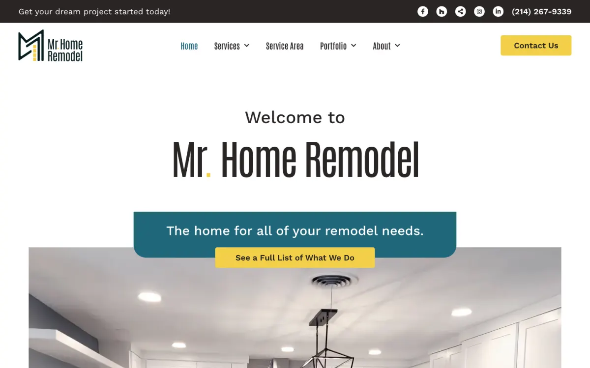 Homepage of the Mr. Home Remodel website