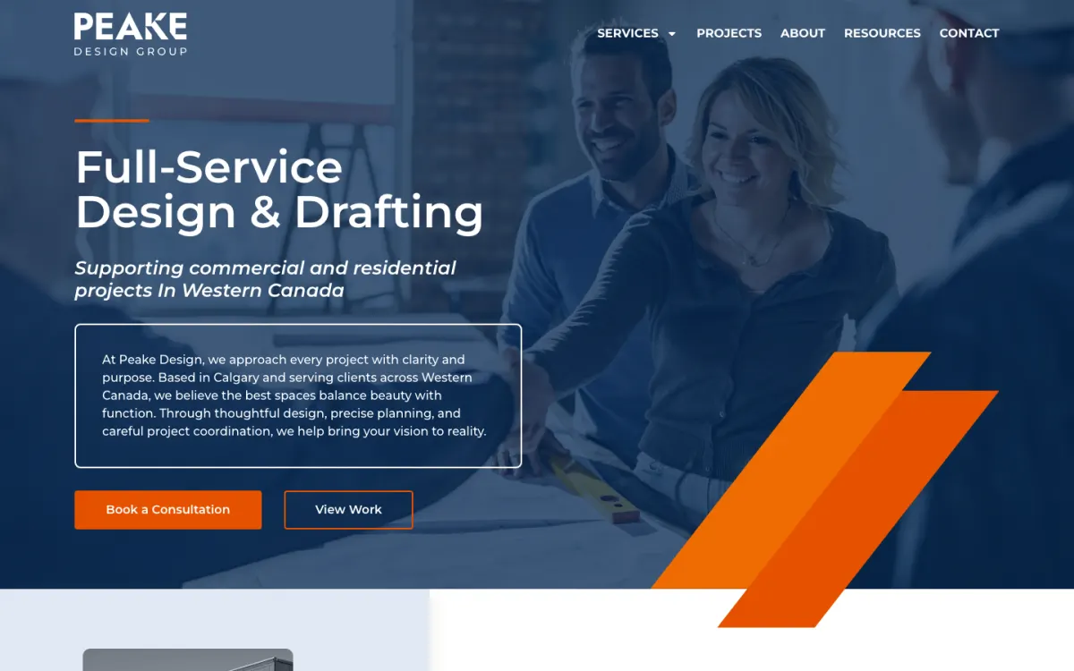 Homepage of the Peake Design Group website